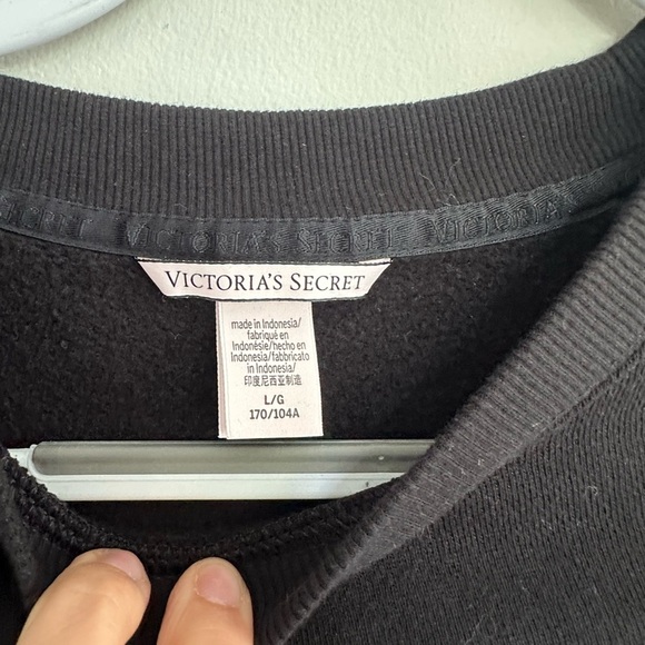 Black VICTORIA'S SECRET Cotton Fleece Fitted Corset Crewneck Large - Picture 4 of 5